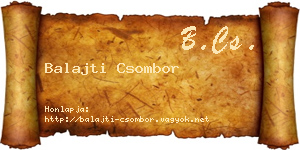 Balajti Csombor névjegykártya